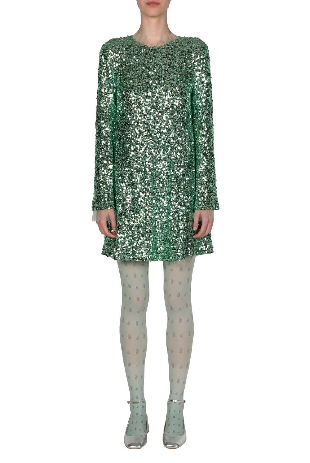 Luisa Beccaria Miniabito Con Paillettes Color Menta
