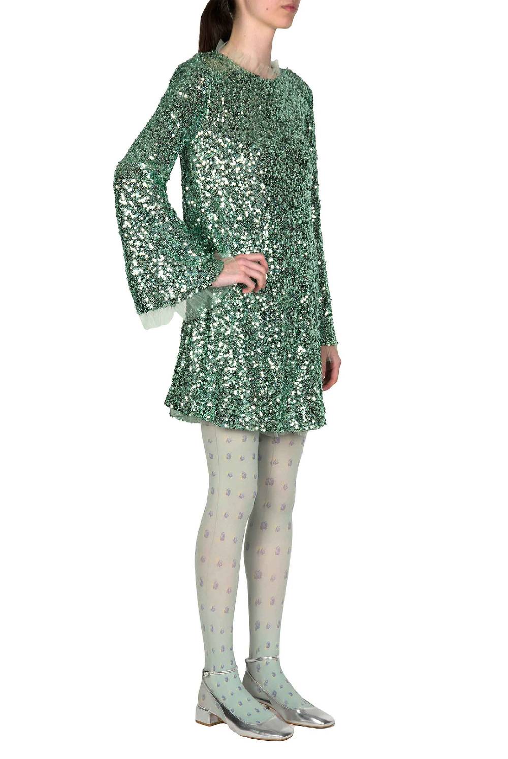 Luisa Beccaria Miniabito Con Paillettes Color Menta