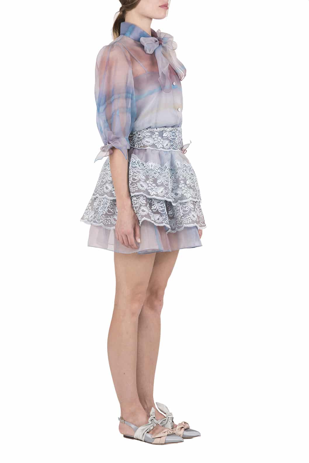 Luisa Beccaria Minigonna A Strati In Organza Color Melt