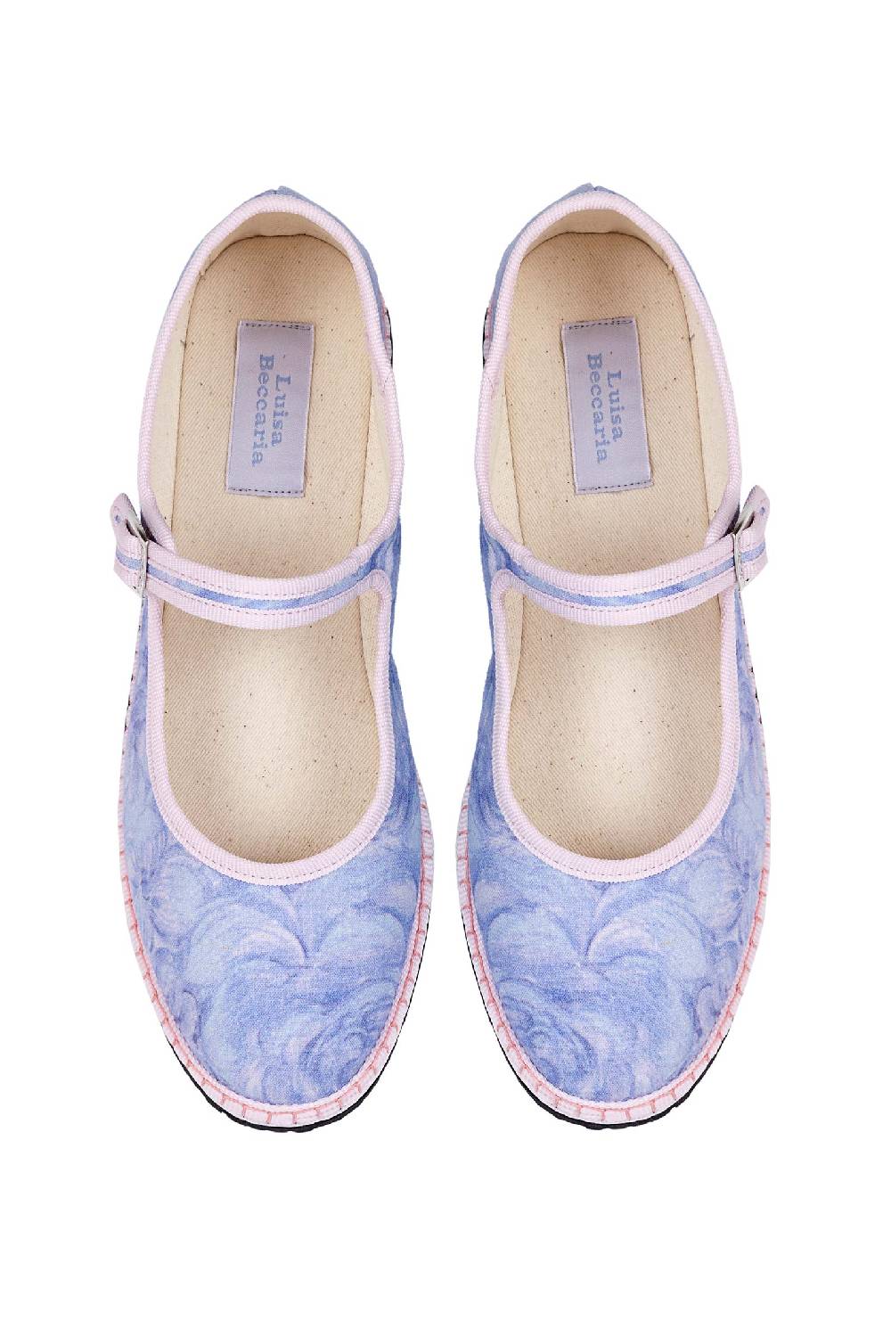 Luisa Beccaria Mocassini Mary Jane Vibi con rose lilla