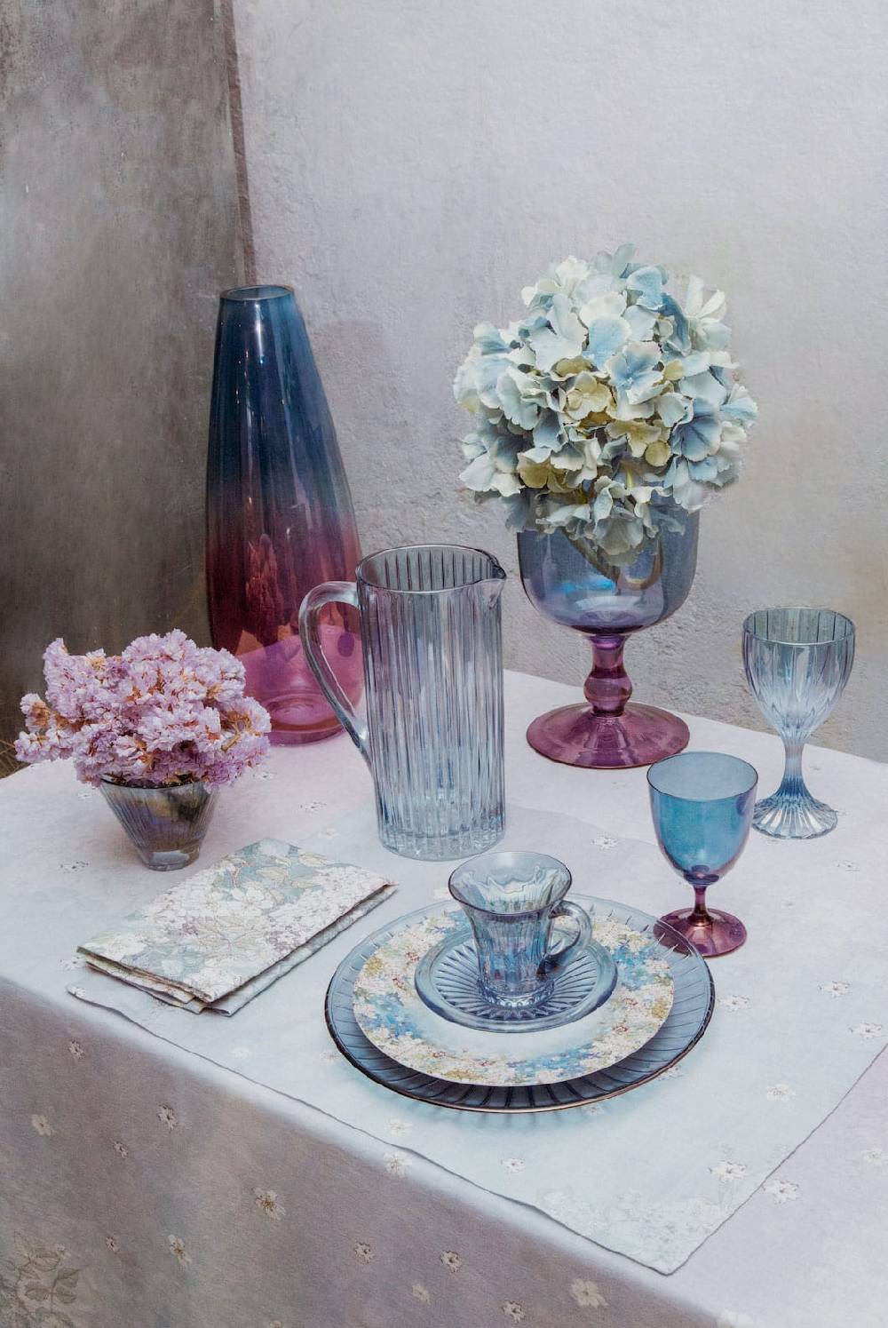 Luisa Beccaria Ombra Viola Al Blu Set Di Due Bicchieri D'acqua