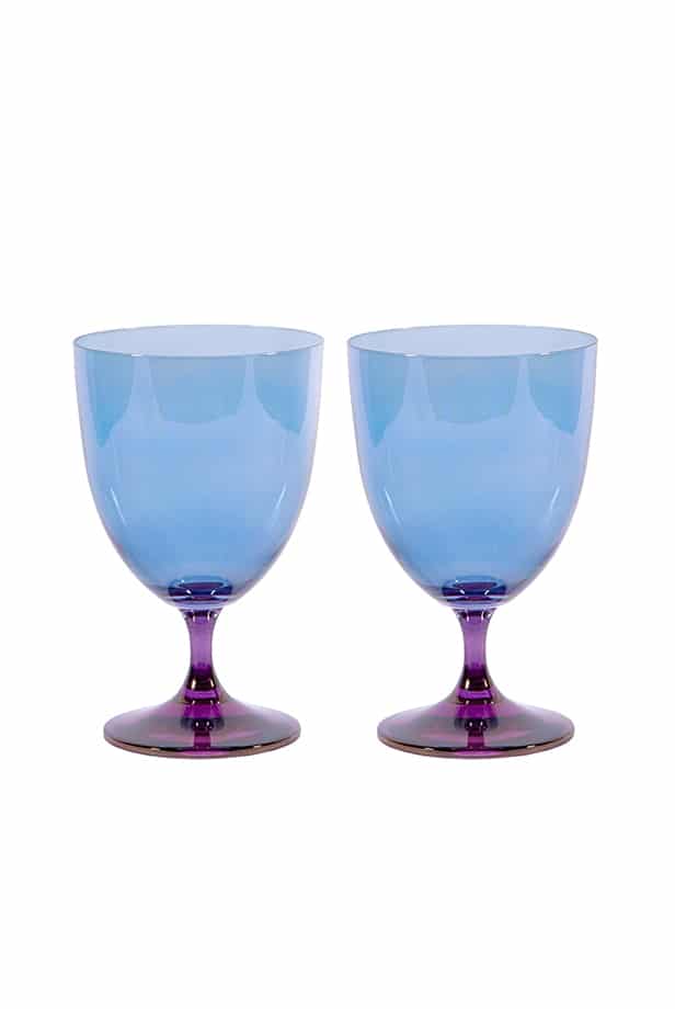 Luisa Beccaria Ombra Viola Al Blu Set Di Due Bicchieri D'acqua
