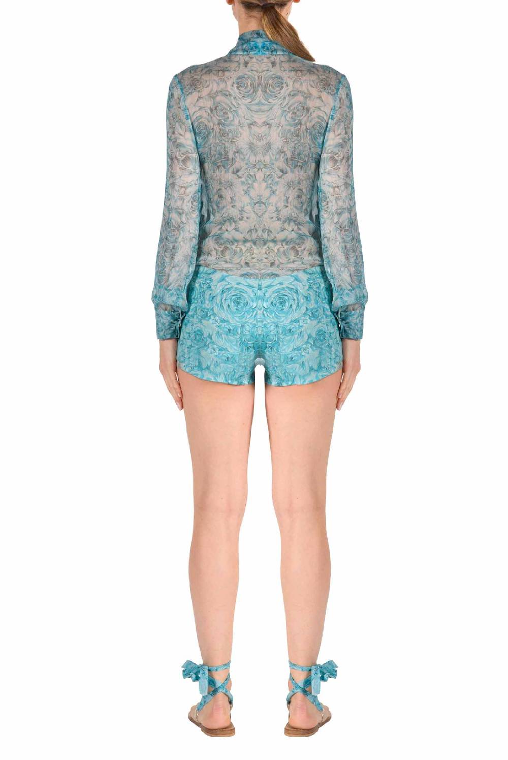 Luisa Beccaria Pantaloncini Di Lino Stampati Con Rose