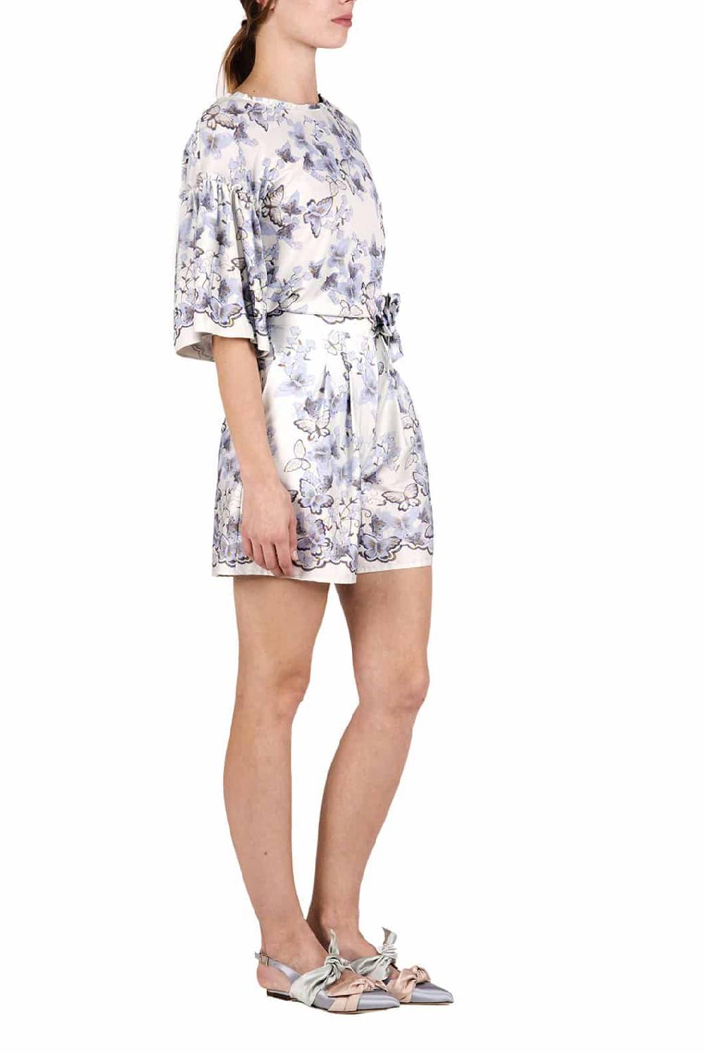 Luisa Beccaria Pantaloncini Stampati In Popeline Di Farfalle