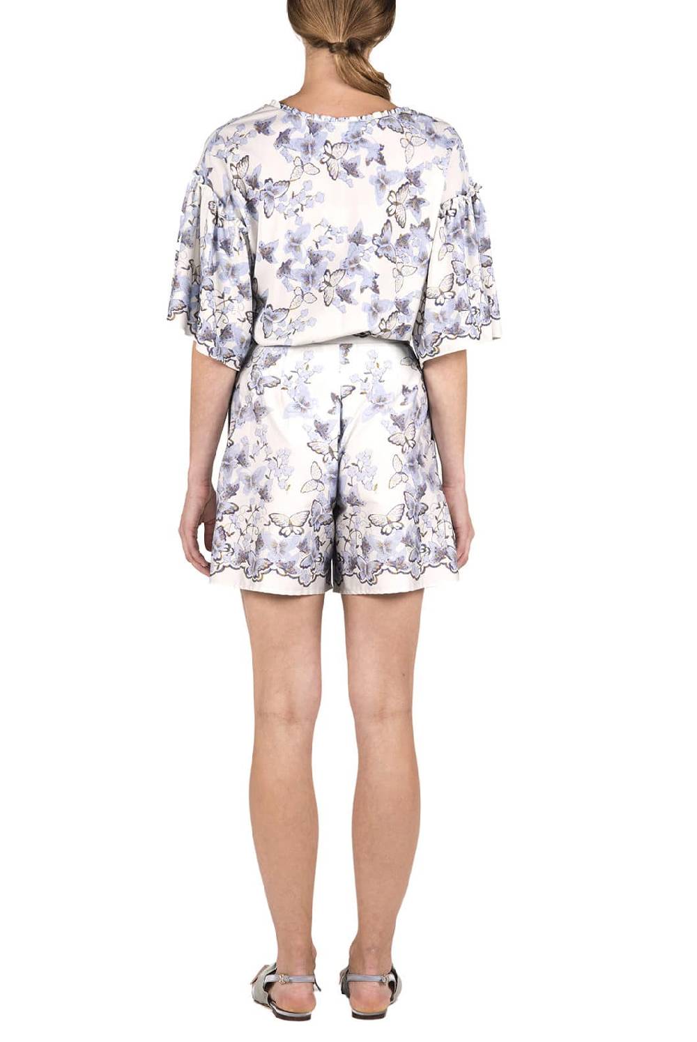 Luisa Beccaria Pantaloncini Stampati In Popeline Di Farfalle