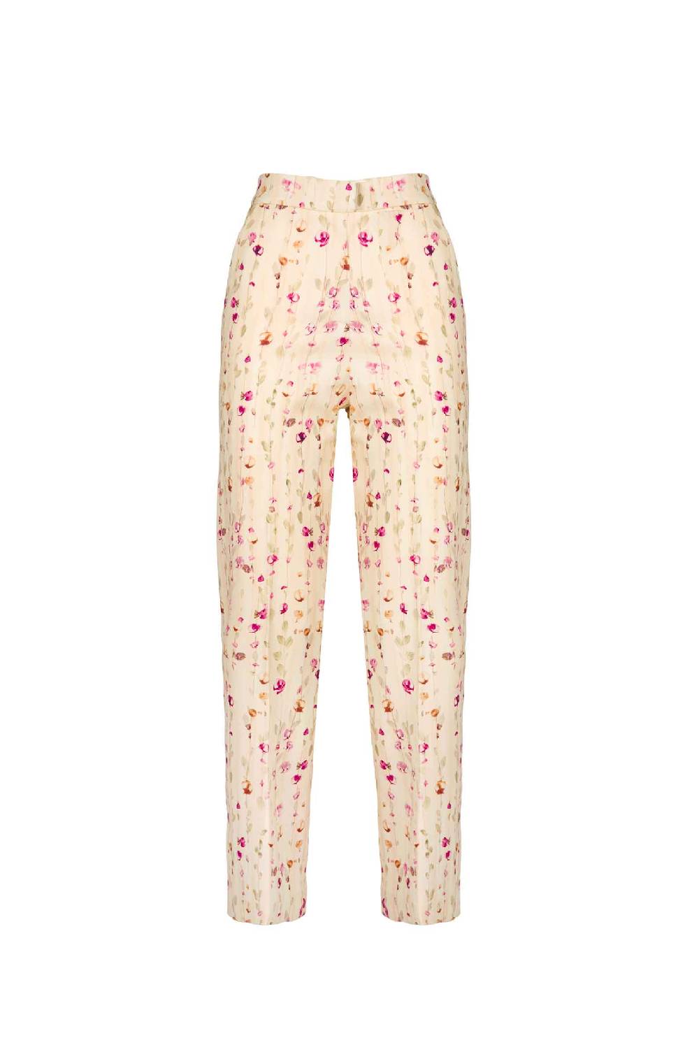 Luisa Beccaria Pantaloni di lana a sigaretta con ghirlanda di fiori