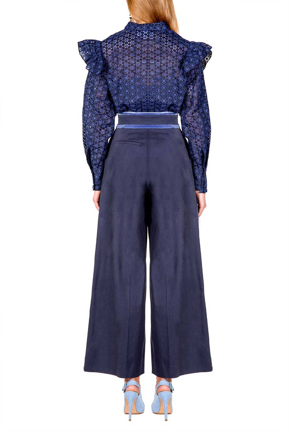 Luisa Beccaria Pantaloni Larghi A Vita Alta In Popeline Di Cotone