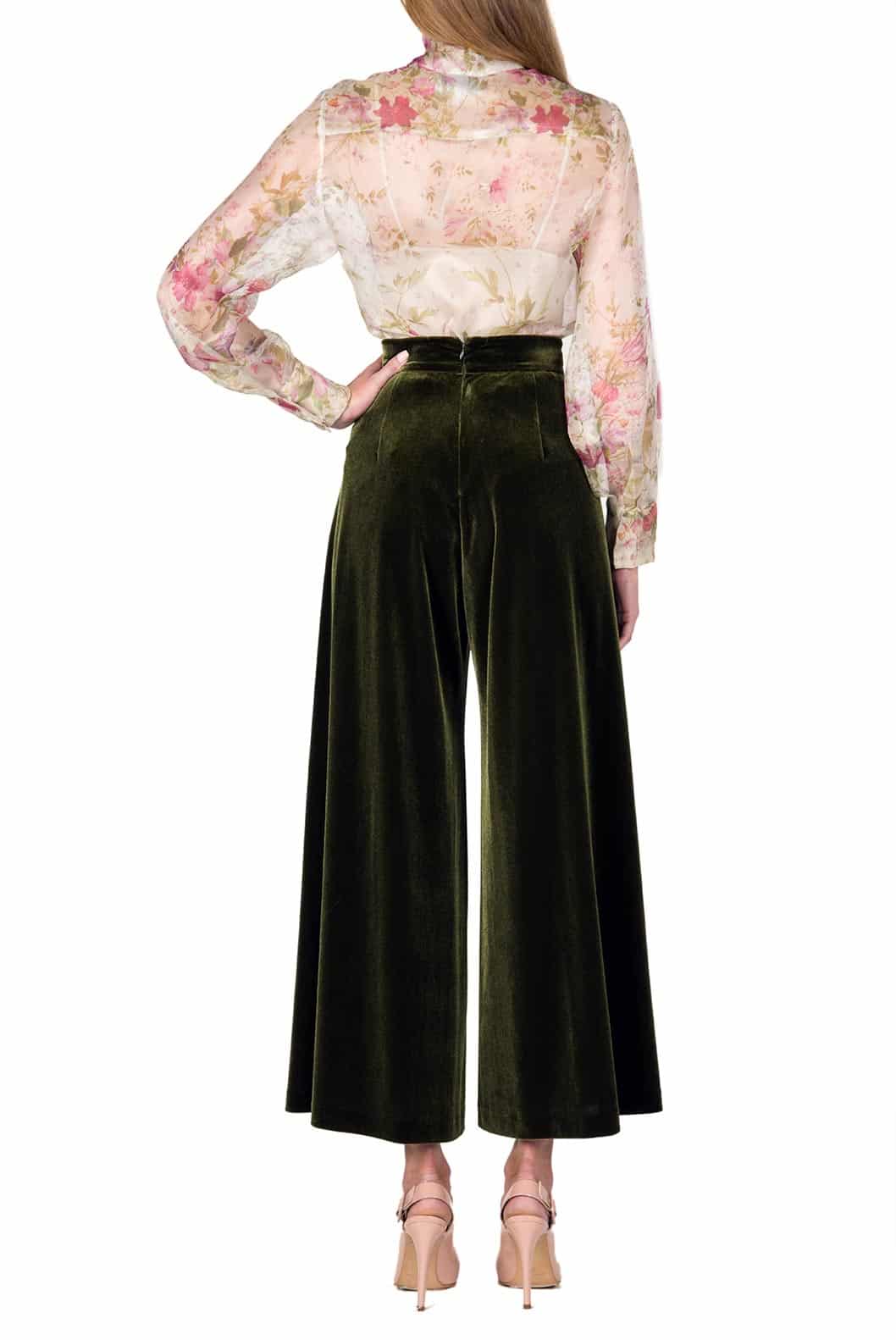 Luisa Beccaria Pantaloni Larghi In Velluto A Vita Alta