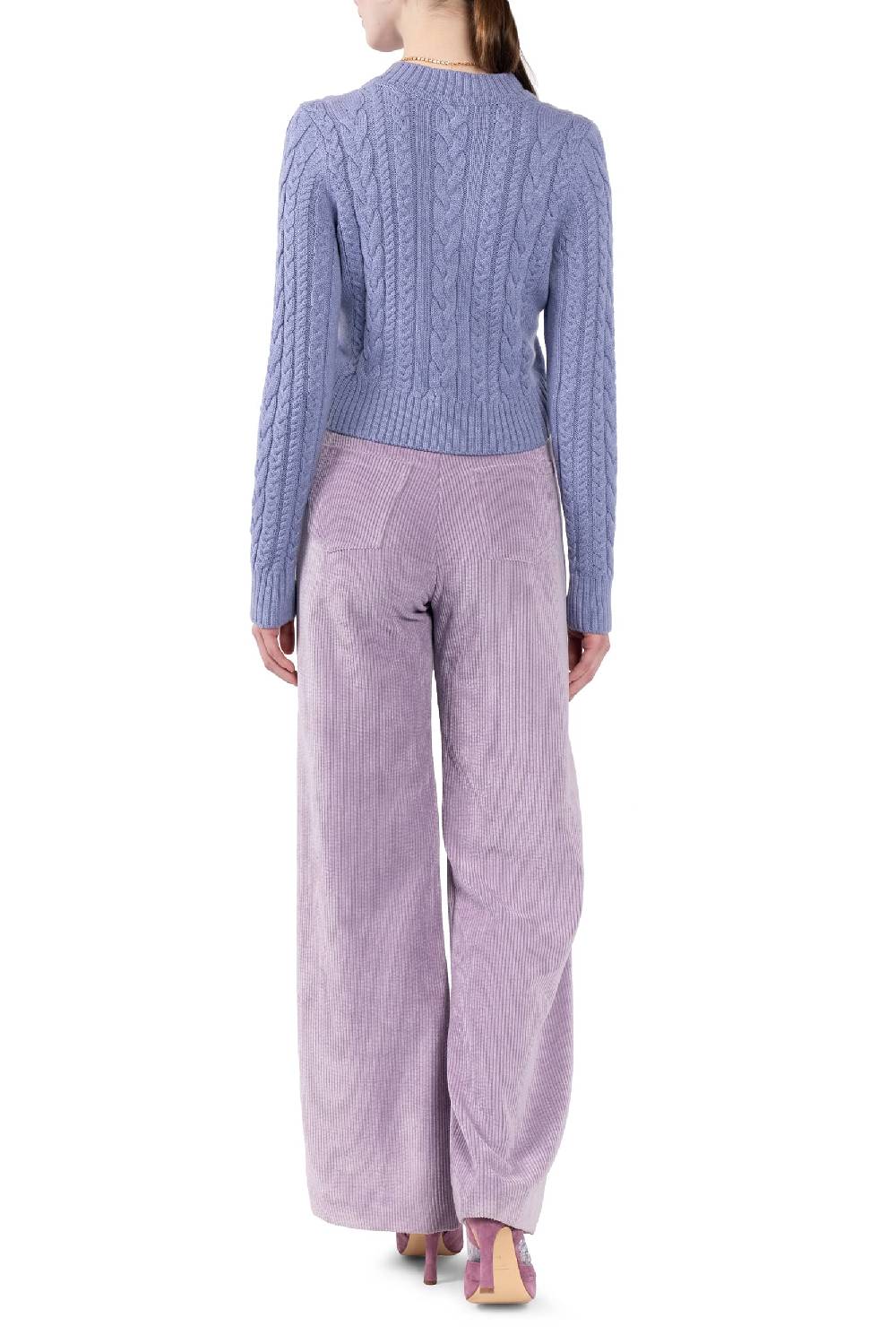 Luisa Beccaria Pantaloni Palazzo In Velluto A Coste Lilla