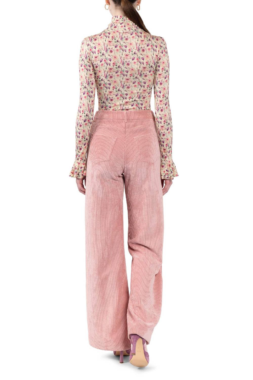 Luisa Beccaria Pantaloni Palazzo In Velluto A Coste Rosa