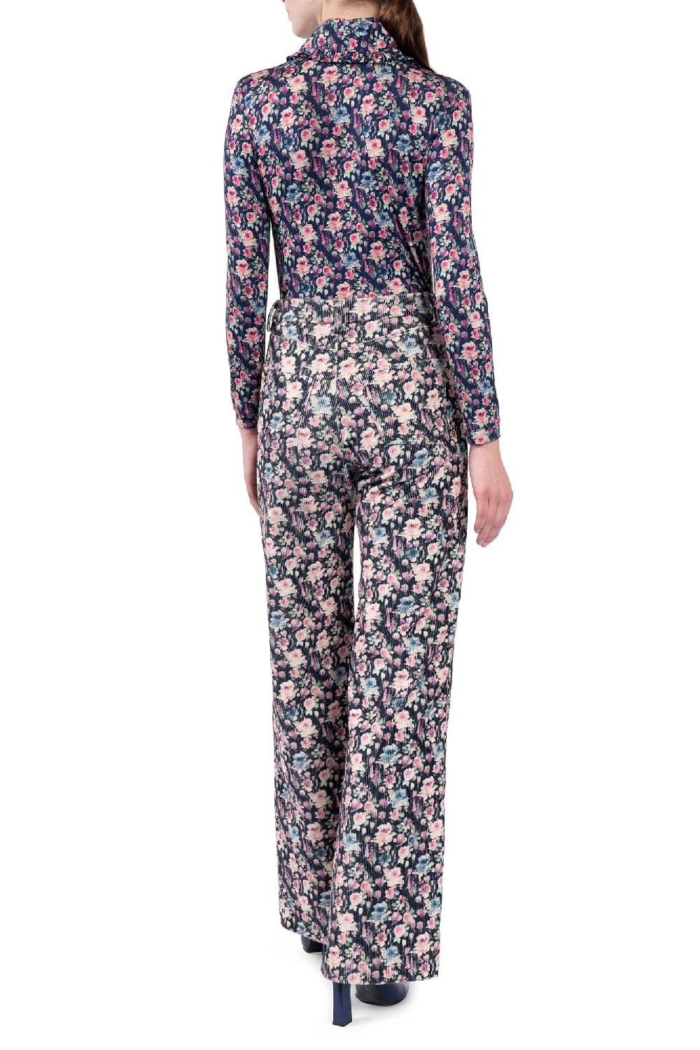 Luisa Beccaria Pantaloni Palazzo In Velluto A Coste Stampato