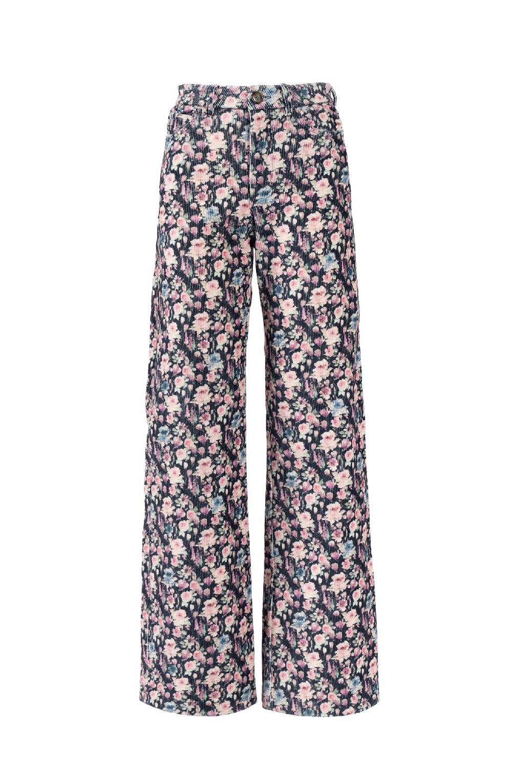 Luisa Beccaria Pantaloni palazzo in velluto a coste stampato