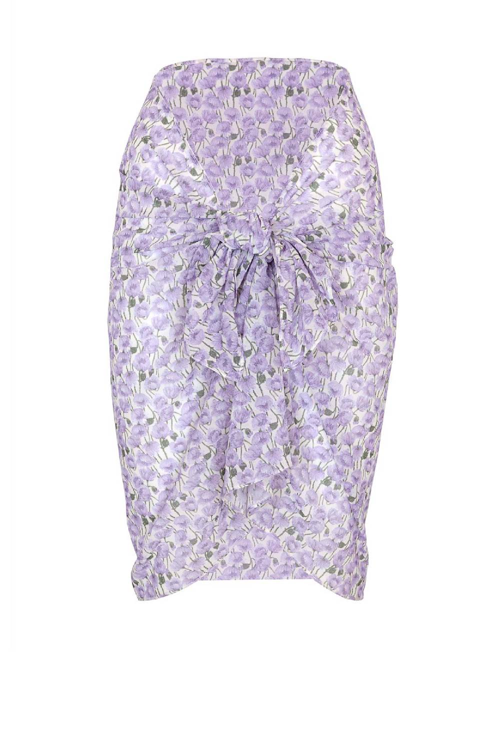 Luisa Beccaria Pareo corto con stampa micro papaveri lilla