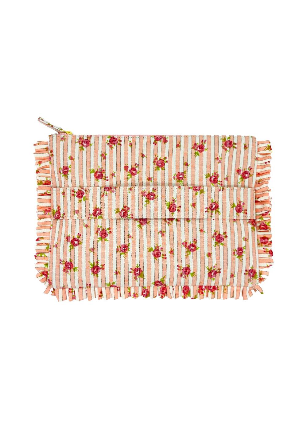 Luisa Beccaria Pochette Grande A Mano Rose Rigate Rosa