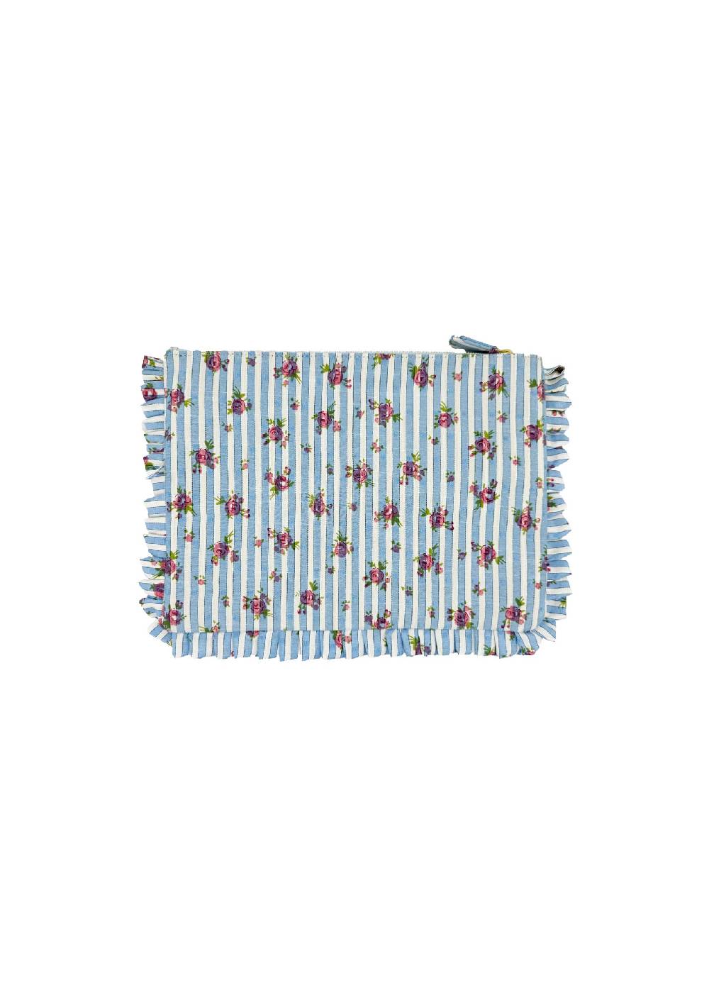 Luisa Beccaria Pochette Piccola A Mano Rose Rigate Blu