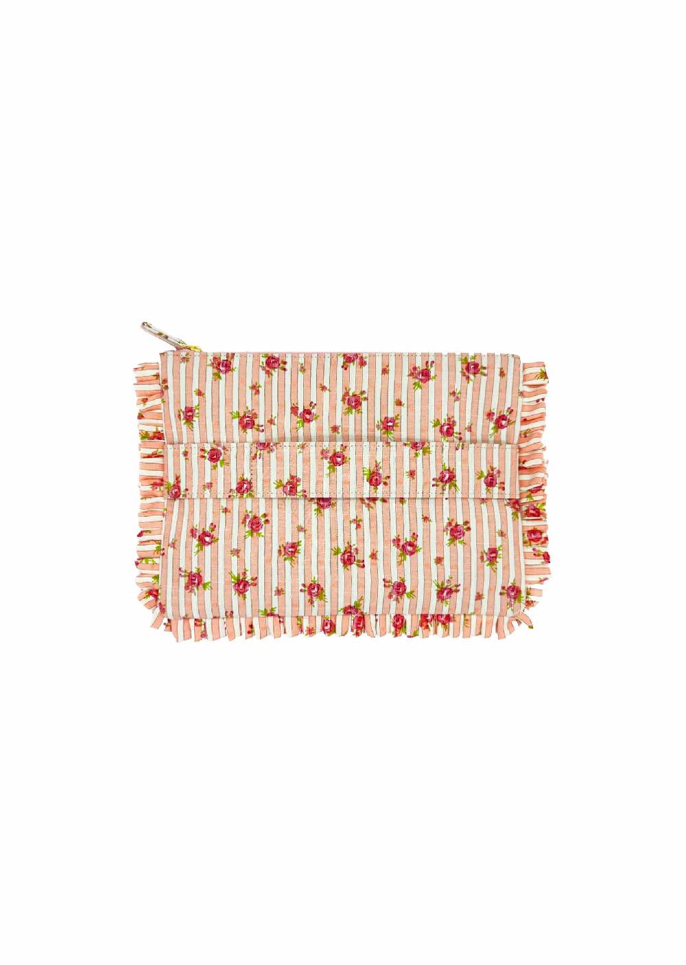 Luisa Beccaria Pochette Piccola A Mano Rose Rigate Rosa