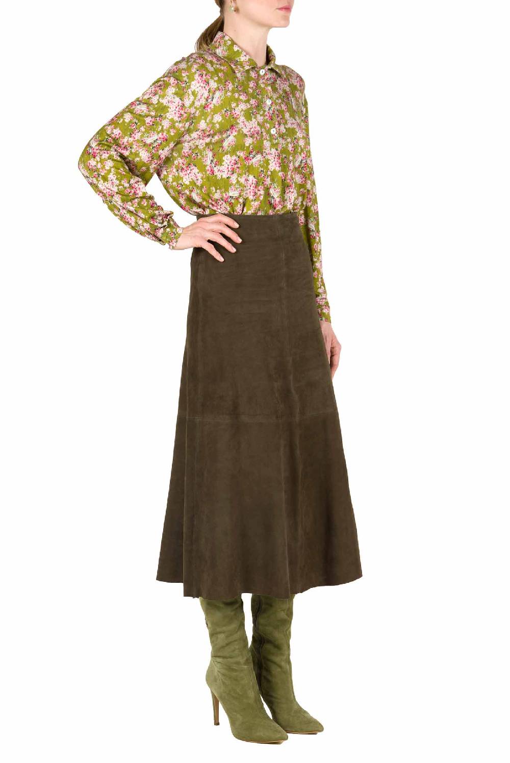 Luisa Beccaria Polo In Jersey Con Stampa Boccioli Di Rosa Verde