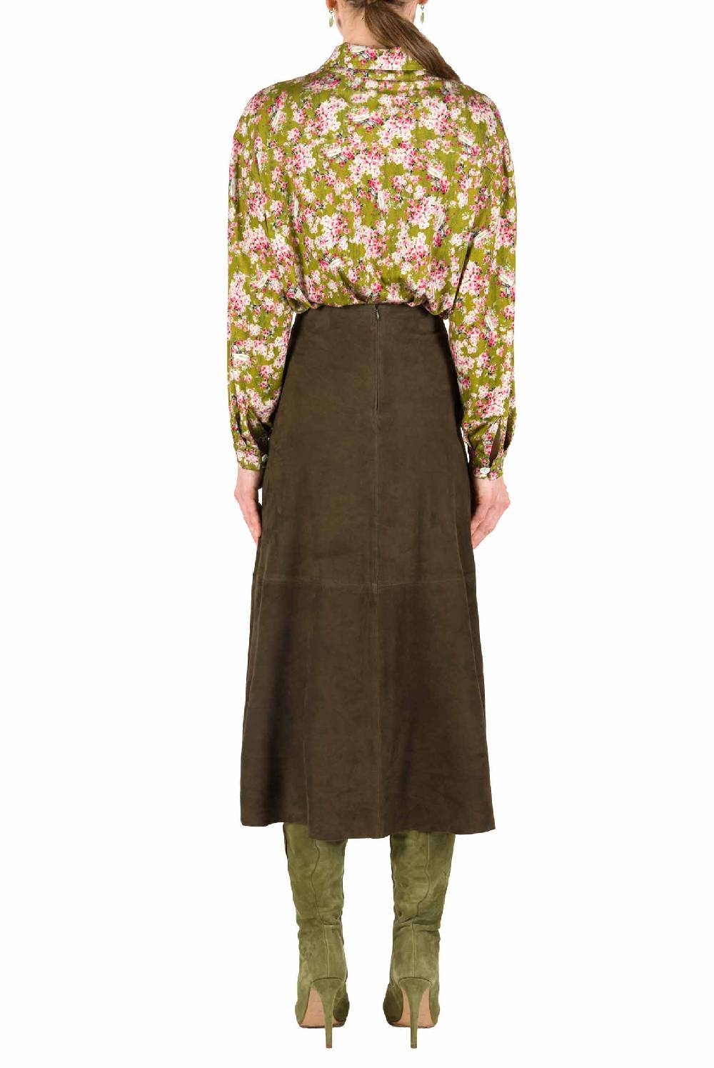 Luisa Beccaria Polo In Jersey Con Stampa Boccioli Di Rosa Verde