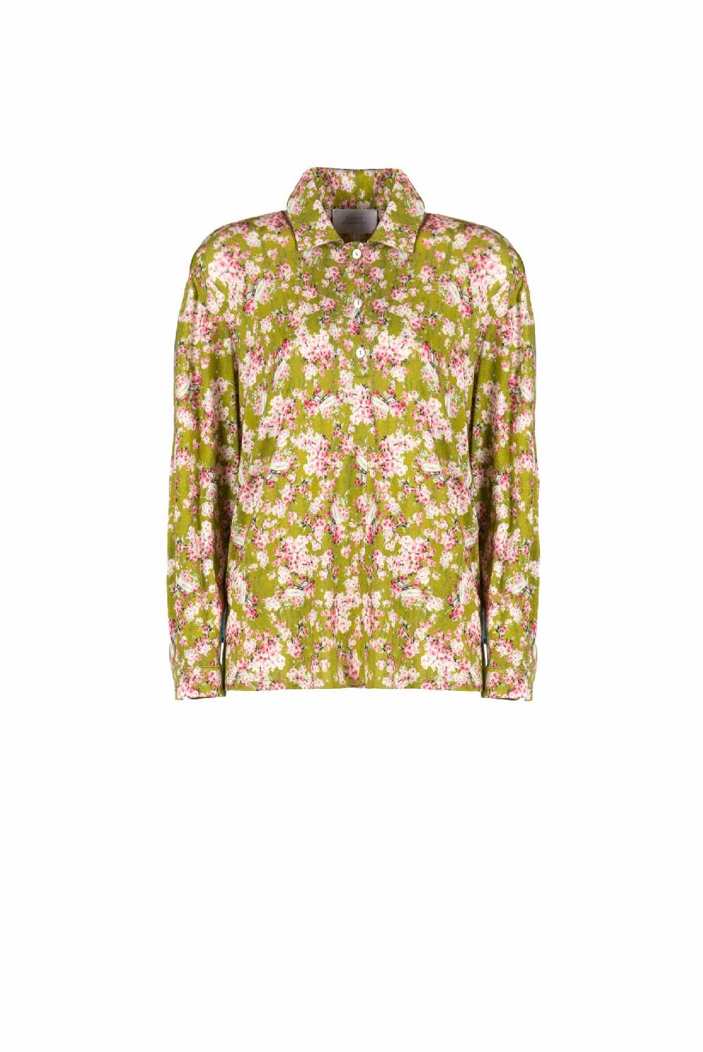 Luisa Beccaria Polo in jersey con stampa boccioli di rosa verde