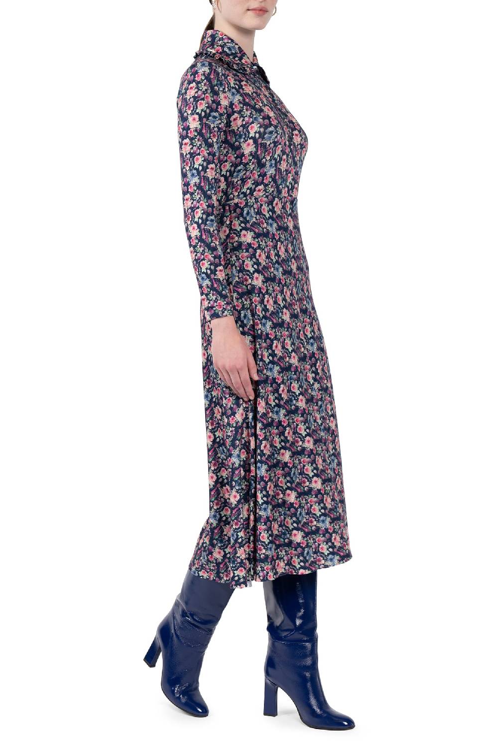 Luisa Beccaria Polo In Jersey Con Stampa Floreale Micro