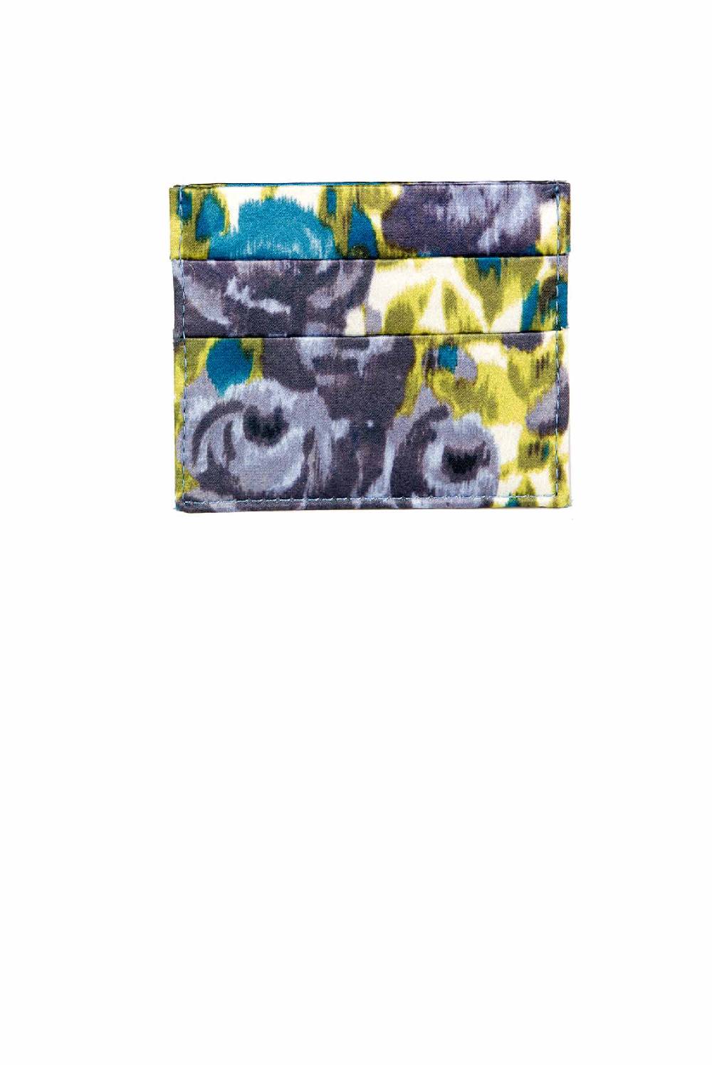 Luisa Beccaria Portacarte In Seta Con Stampa Floreale A Petrolio