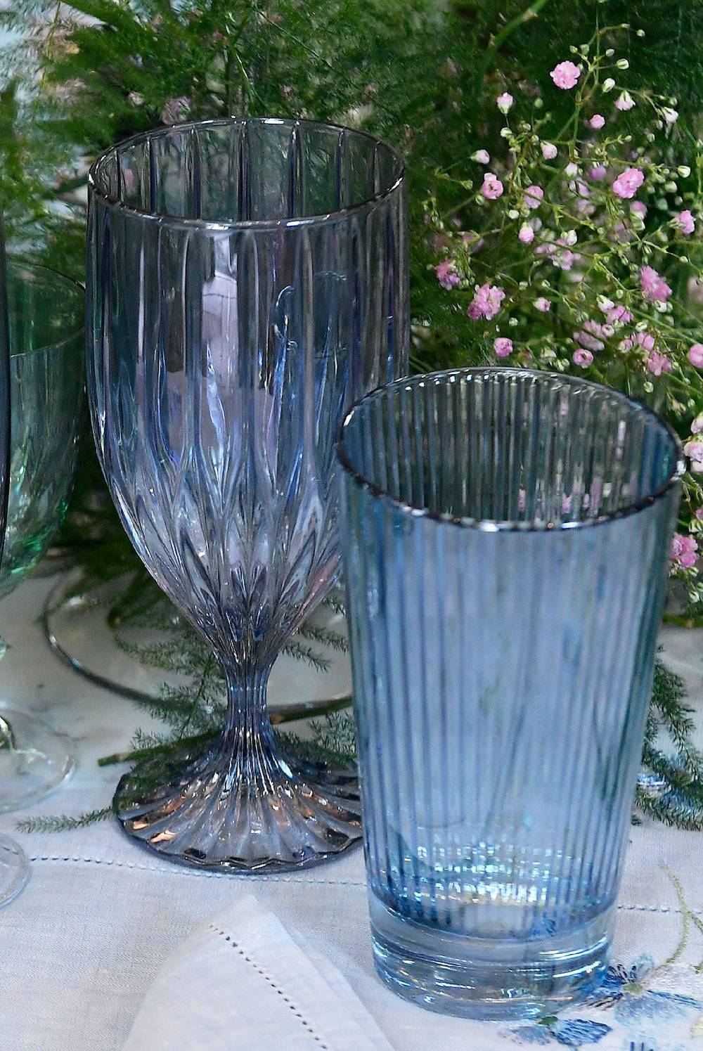 Luisa Beccaria Set Blu Di Due Bicchieri D'acqua Iside