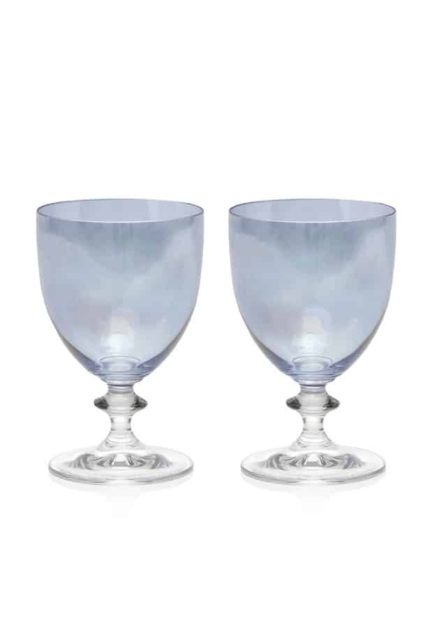 Luisa Beccaria Set Blu Di Due Bicchieri D'acqua Roseo
