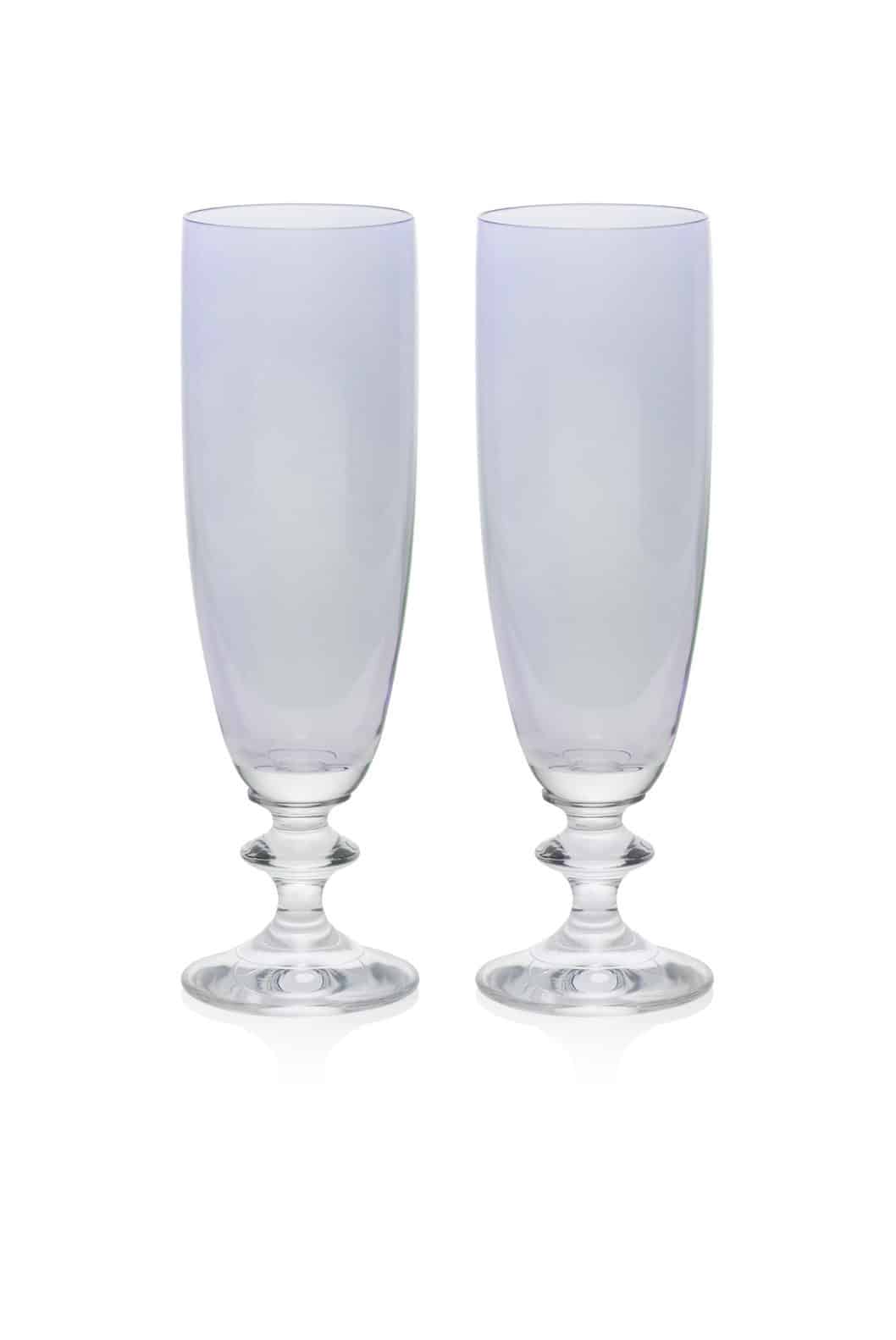 Luisa Beccaria Set Blu Di Due Bicchieri Flauto Roseo