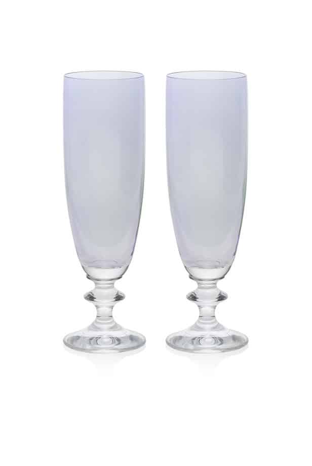 Luisa Beccaria Set Blu Di Due Bicchieri Flauto Roseo