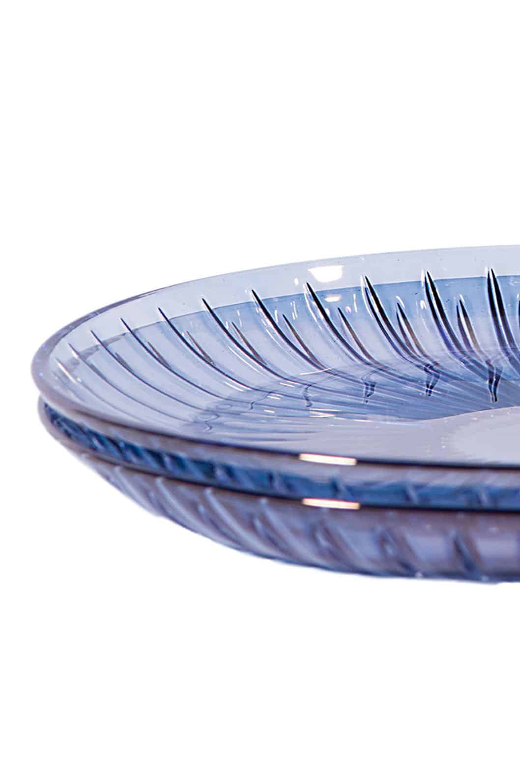Luisa Beccaria Set Di Due Piatti Di Frutta Di Vetro Blu