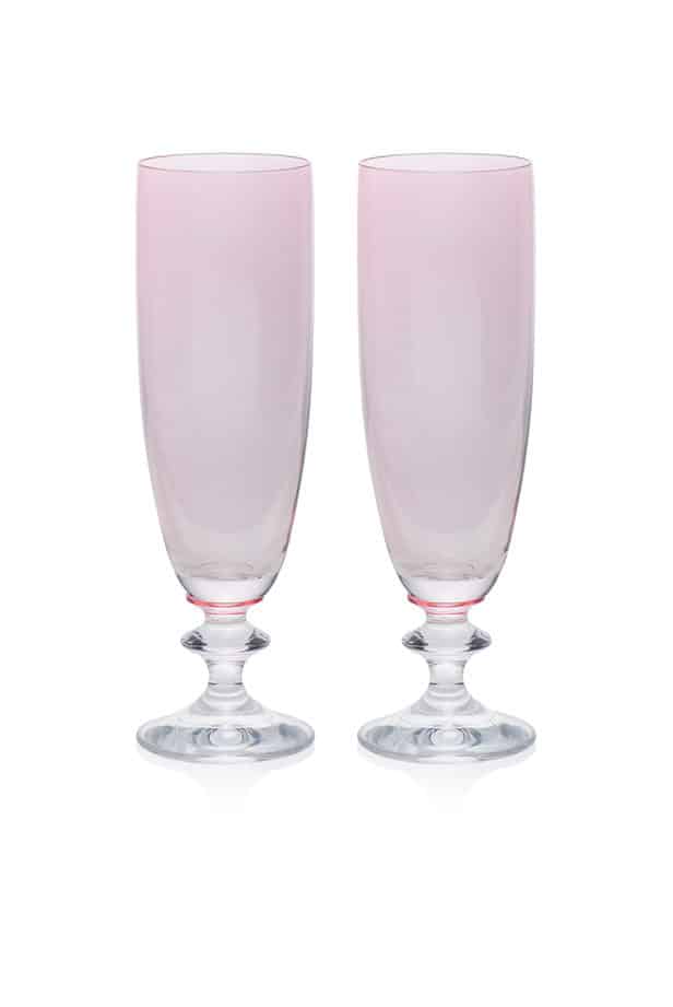 Luisa Beccaria Set Rosa Di Due Bicchieri Flauto Roseo
