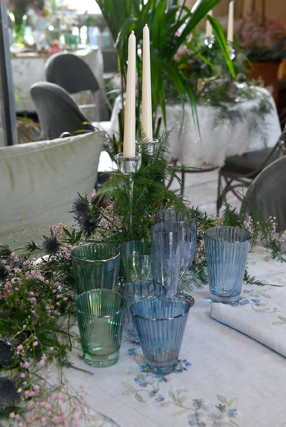 Luisa Beccaria Set Verde Di Due Bicchieri D'acqua Iside