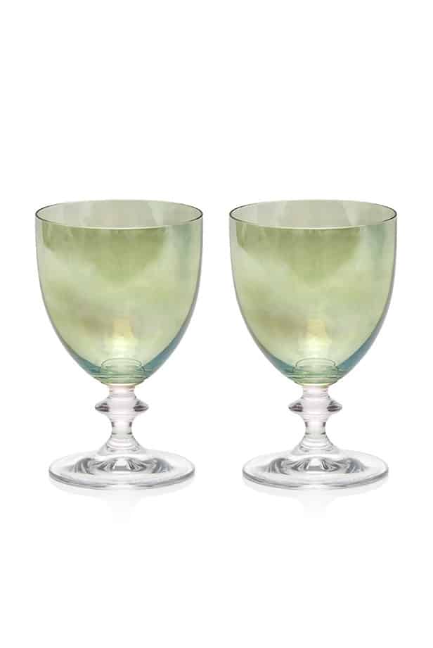 Luisa Beccaria Set Verde Di Due Bicchieri D'acqua Roseo
