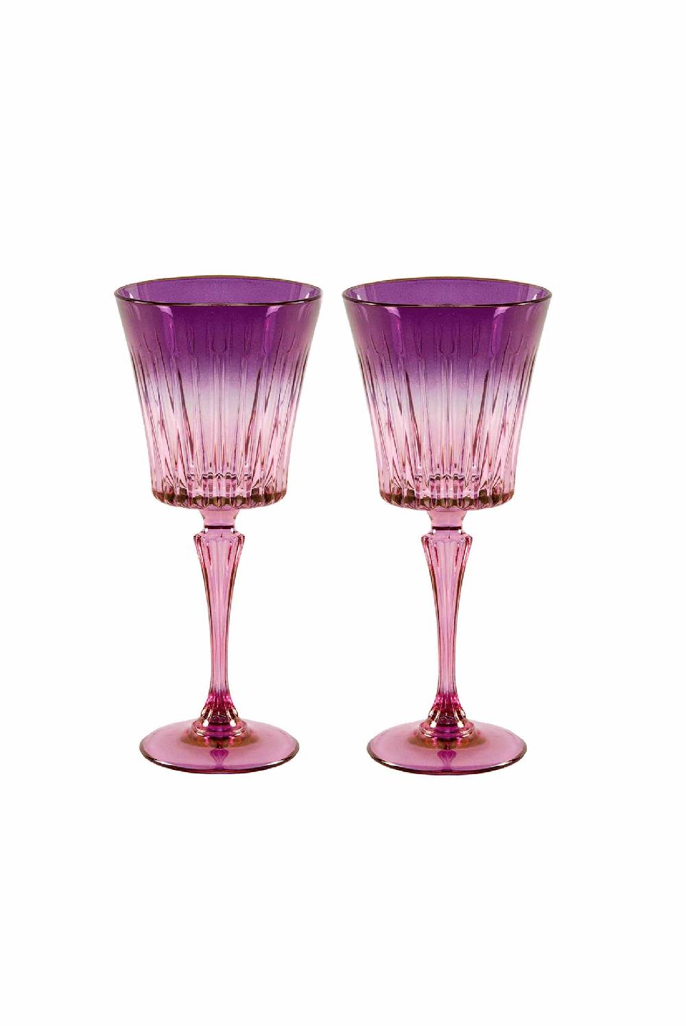 Luisa Beccaria Sfumatura dal rosa al viola Set di due bicchieri da vino Domina
