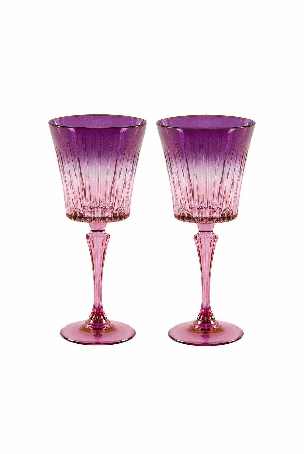 Luisa Beccaria Sfumatura dal rosa al viola Set di due bicchieri d'acqua Domina