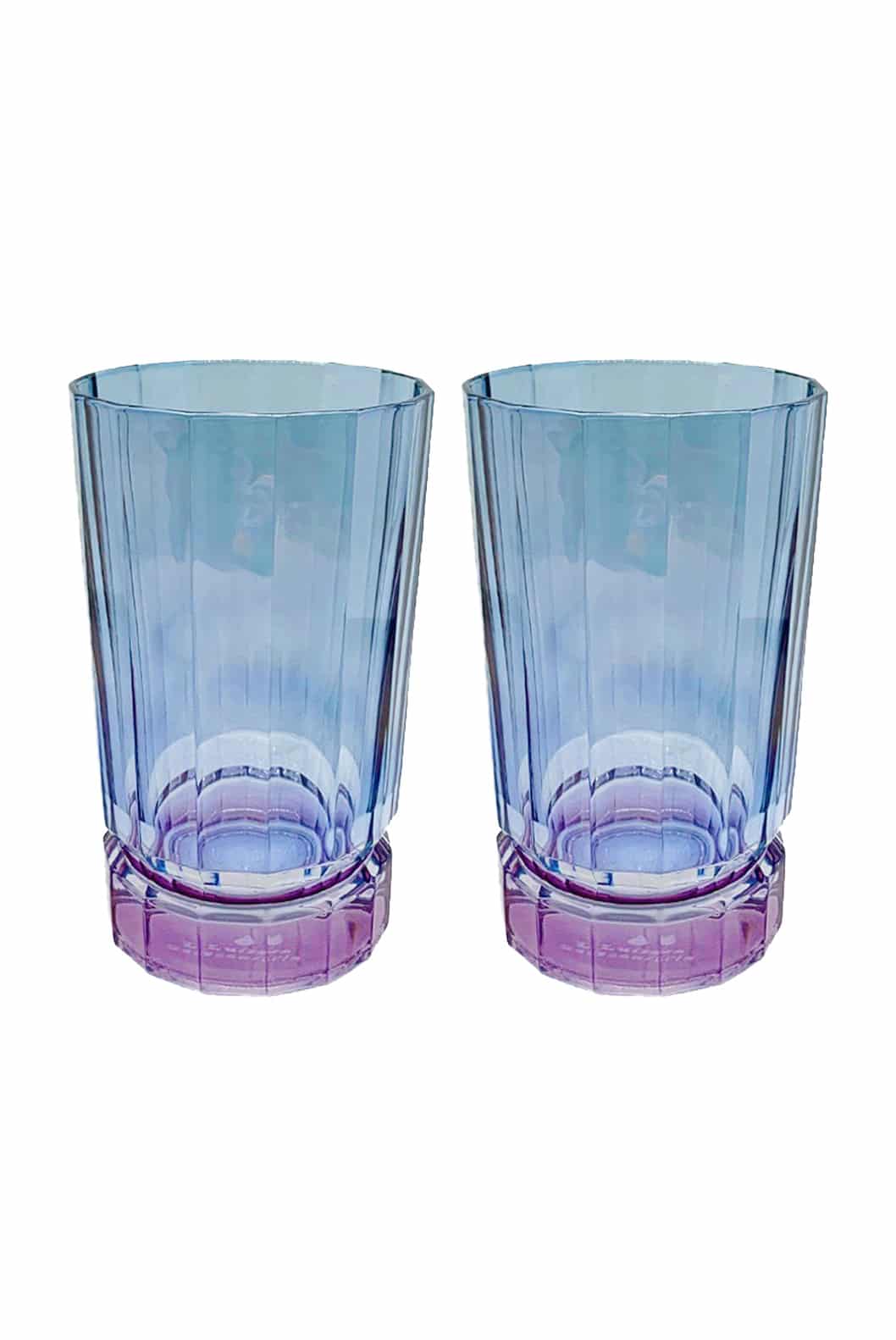 Luisa Beccaria Shade Purple To Blue Set Di Due Grandi Bicchieri Duccio Con Base