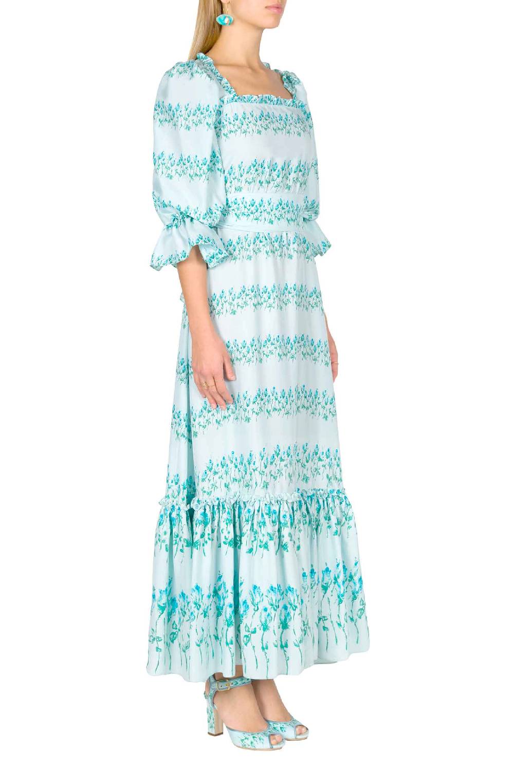 Luisa Beccaria Tacchi A Punta Aperta A Righe Fiorite Blu