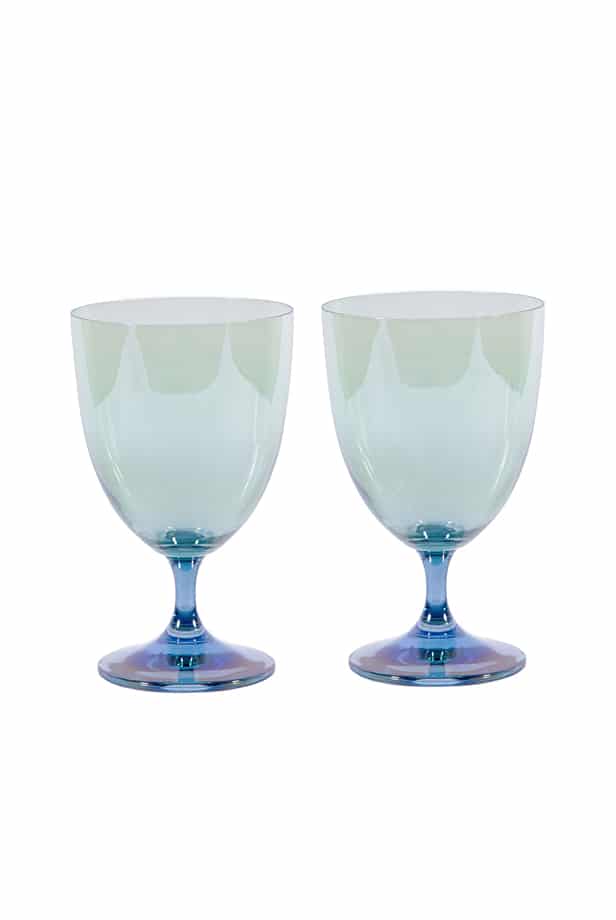 Luisa Beccaria Tonalità Blu Al Verde Set Di Due Bicchieri D'acqua