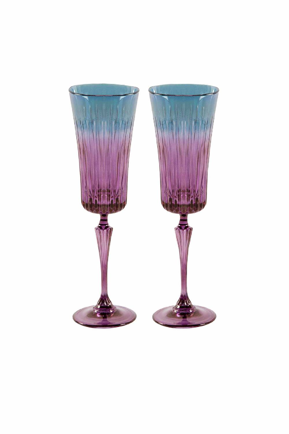 Luisa Beccaria Tonalità viola al blu Set di due bicchieri Domina Flute