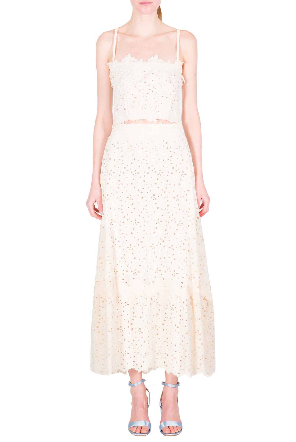 Luisa Beccaria Top Con Spalline Sottili In Pizzo Floreale