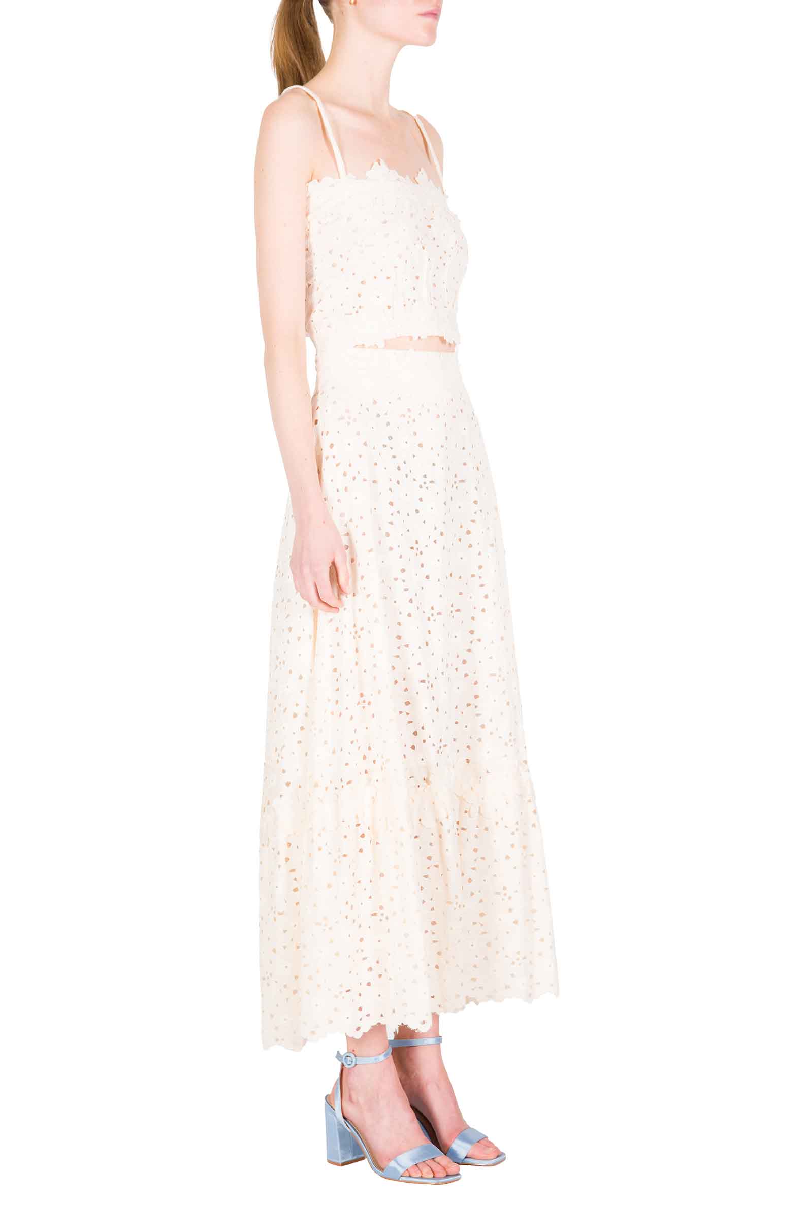 Luisa Beccaria Top Con Spalline Sottili In Pizzo Floreale