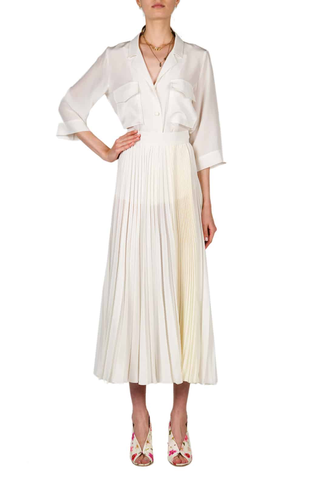 Luisa Beccaria Top In Crêpe Decorato Con Tasche Applicate