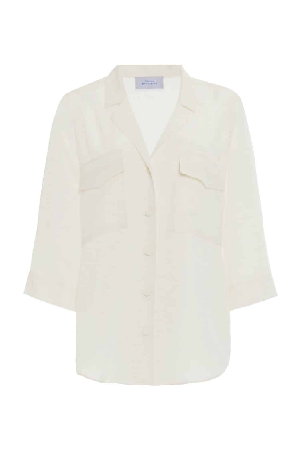 Luisa Beccaria Top in crêpe decorato con tasche applicate