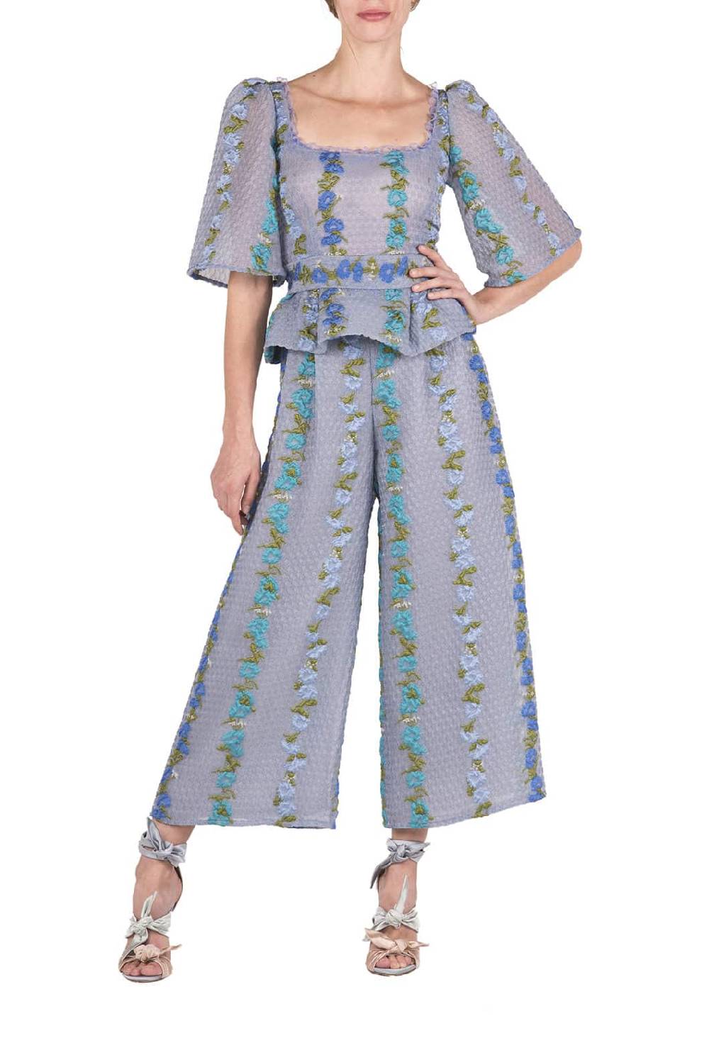 Luisa Beccaria Top In Organza Fil Coupè Floreale Rigato