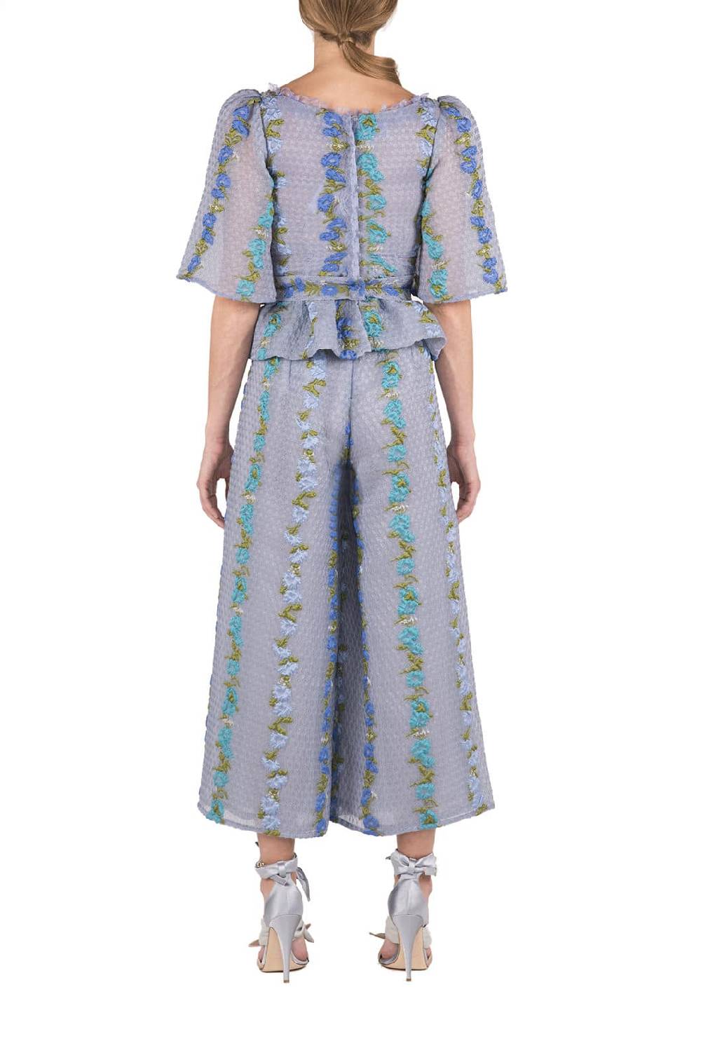 Luisa Beccaria Top In Organza Fil Coupè Floreale Rigato