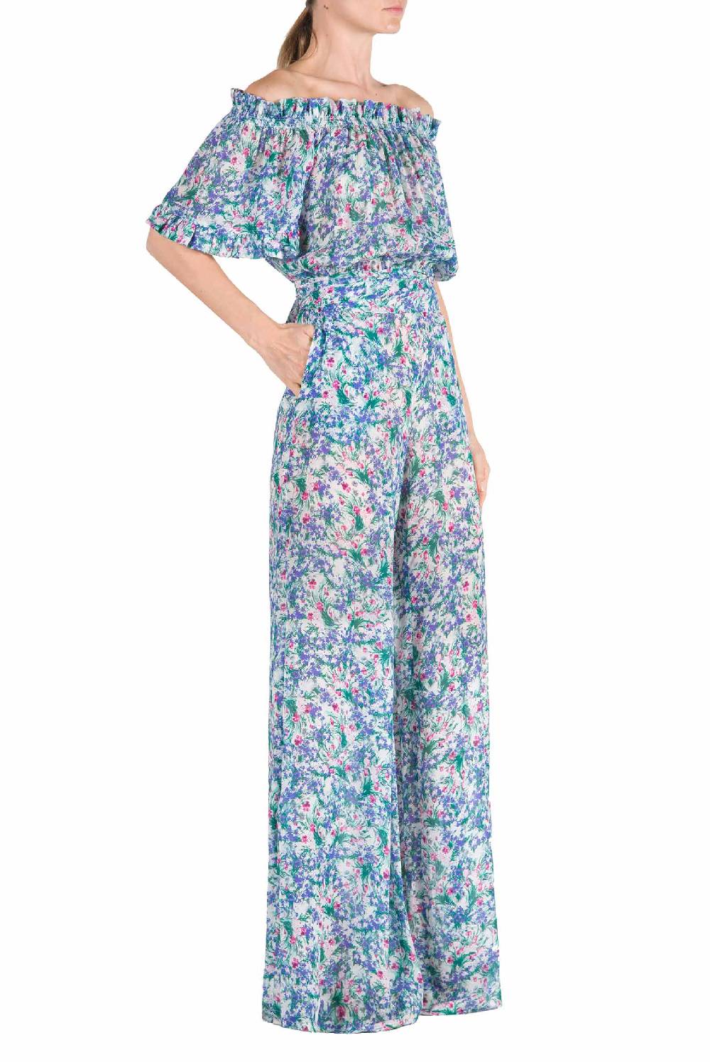 Luisa Beccaria Tuta In Georgette Con Stampa Floreale