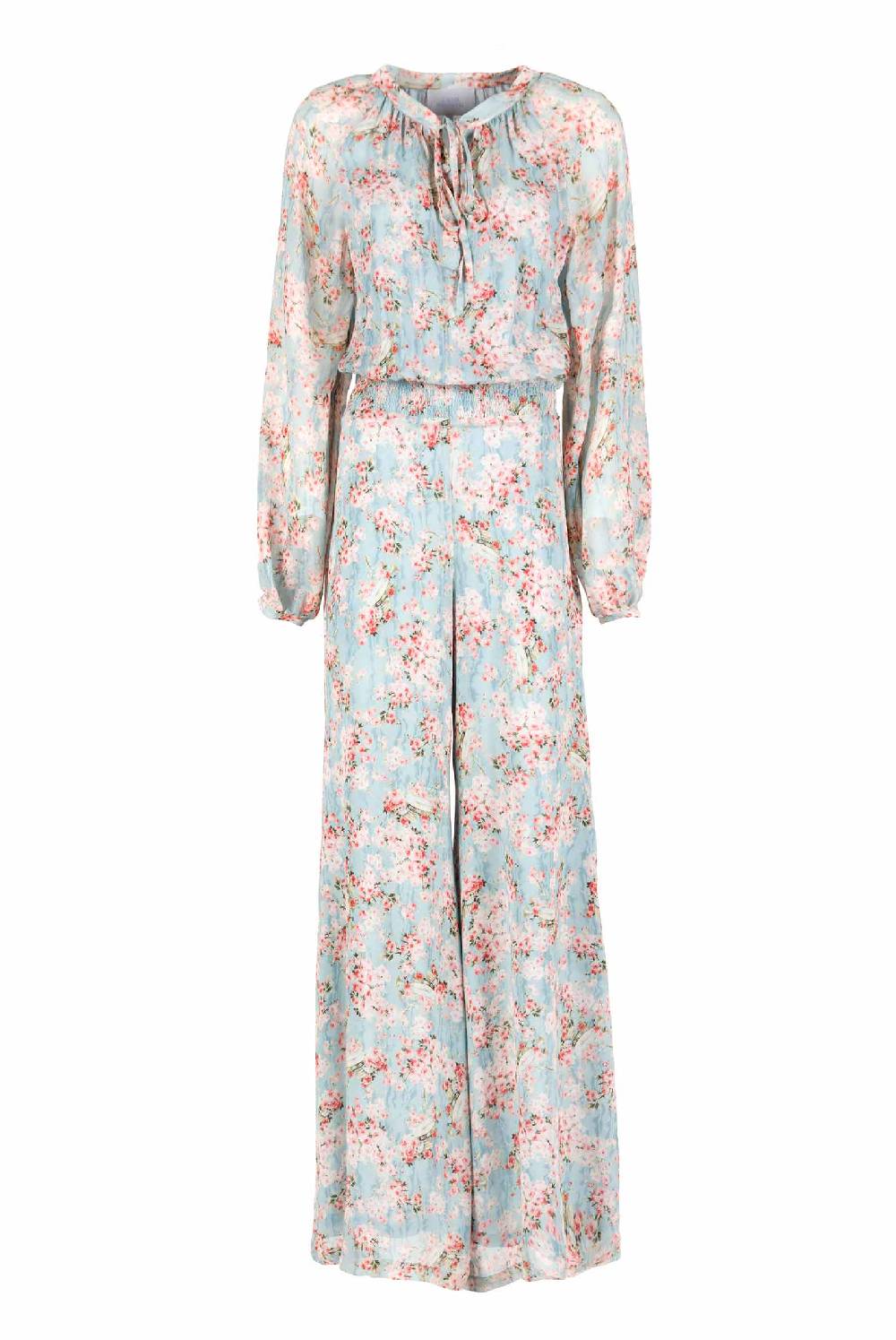 Luisa Beccaria Tuta stampata con boccioli di rosa georgette