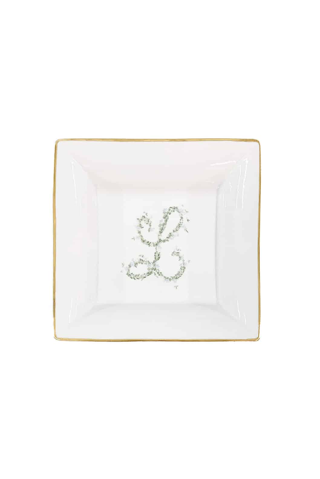 Luisa Beccaria Vassoio porta monete con monogramma personalizzabile con bordo dorato