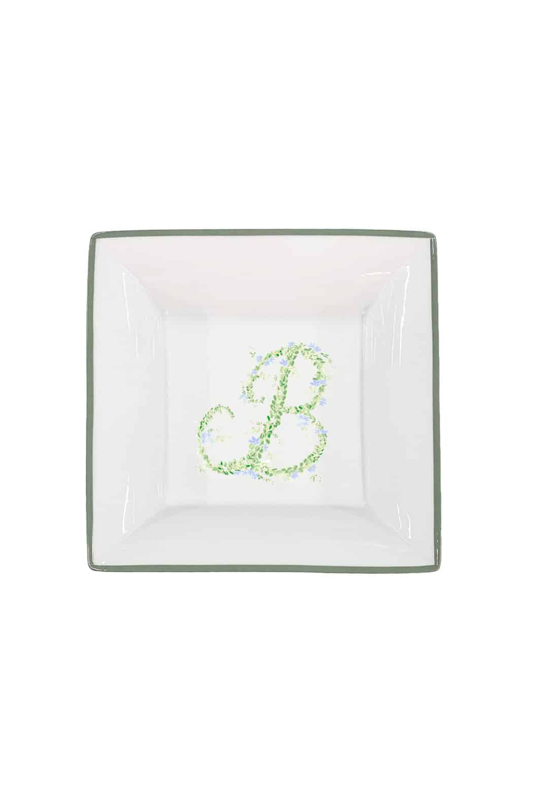 Luisa Beccaria Vassoio Portaoggetti Con Monogramma Personalizzabile Con Bordo Verde