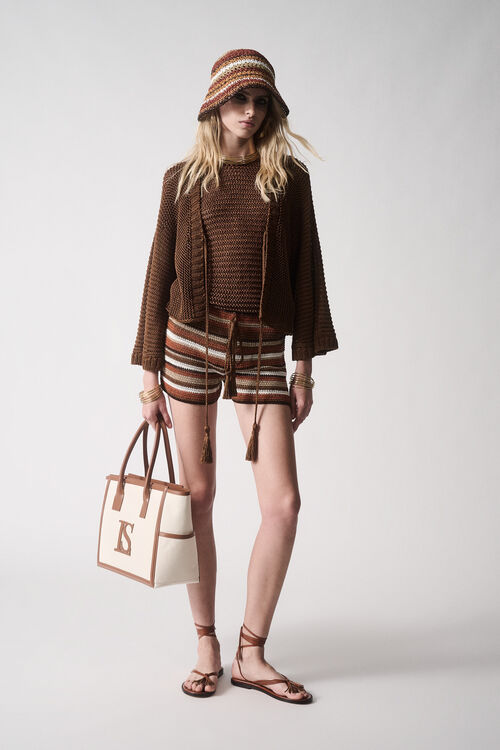 Luisa Spagnoli Carbonio - Bermuda A Righe In Maglia Lurex